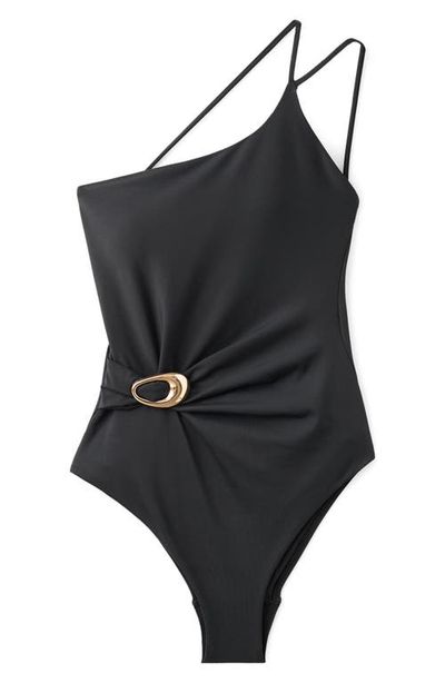 MANGO MANGO Asymmetric Open Back O-Ring One-Piece Swimsuit