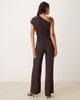Mango Mango asymmetric ruched waist jumpsuit in brown - 3