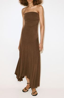MANGO MANGO Asymmetric Strapless Dress
