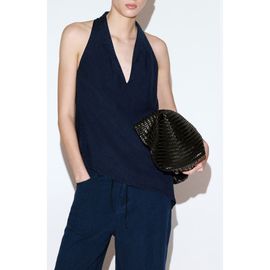MANGO MANGO Asymmetrical Denim Halter Top