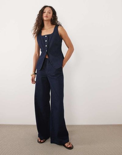 Mango Mango Avery 100% cotton straight jeans in dark blue - part of a set