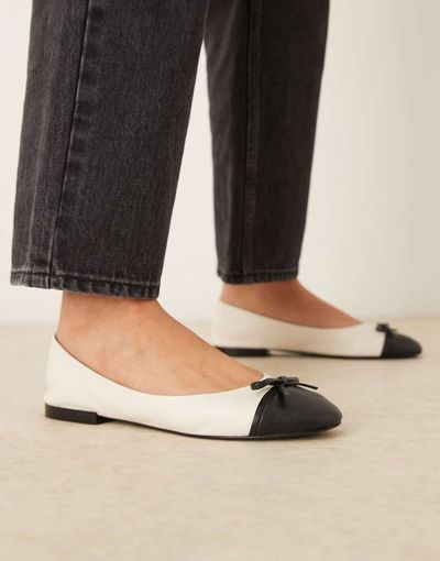 Mango Mango ballet flat with bow in black and white