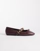 Mango Mango ballet pump with embellished strap in burgundy-Red - 1
