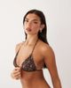 Mango Mango bandana print tie back bikini top in brown - 3