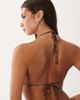 Mango Mango bandana print tie back bikini top in brown - 4