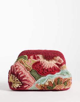 Mango Mango beaded clutch bag in red