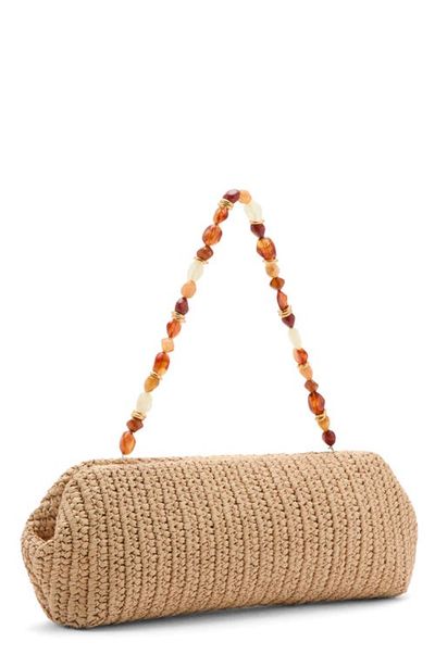 MANGO MANGO Beaded Natural Fiber Shoulder Bag