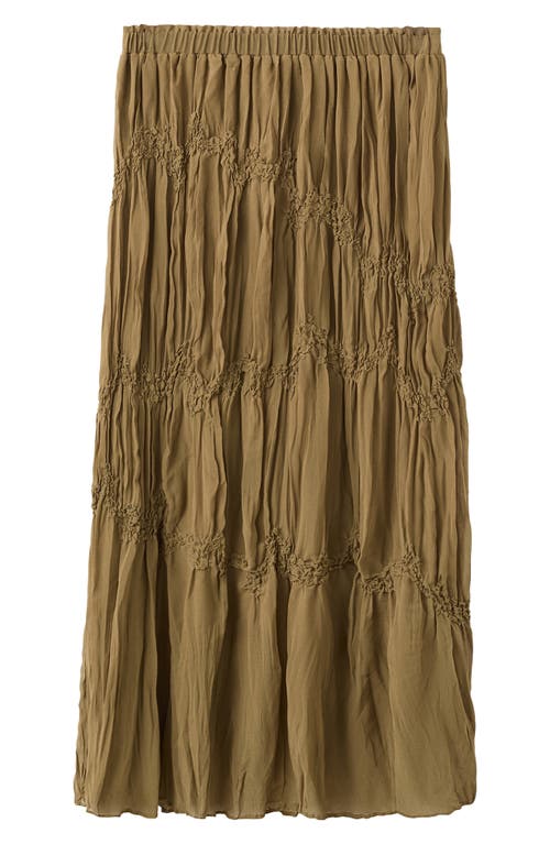 MANGO MANGO Beaded Shirred Mid Rise Tiered Maxi Skirt