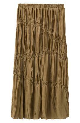 MANGO MANGO Beaded Shirred Mid Rise Tiered Maxi Skirt