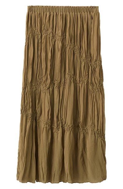 MANGO MANGO Beaded Shirred Mid Rise Tiered Maxi Skirt