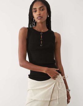 Mango Mango beaded sleeveless top in black