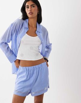 Mango Mango Belize shorts in blue stripes - part of a set