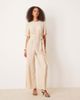 Mango Mango belt detail jumpsuit in beige-Neutral - 1