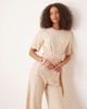 Mango Mango belt detail jumpsuit in beige-Neutral - 4