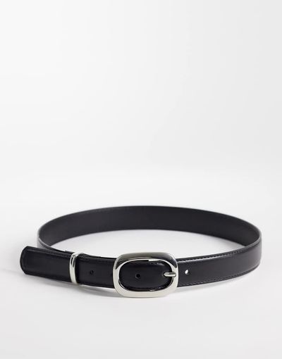 Mango Mango belt with oval buckle hardware in black