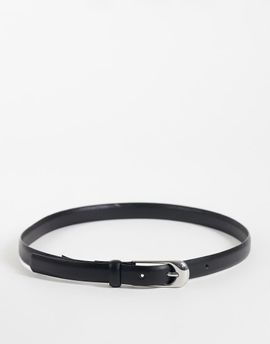 Mango Mango belt with silver-tone buckle in black