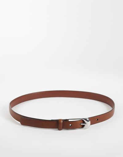 Mango Mango belt with silver buckle in chocolate-Brown