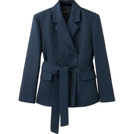 MANGO MANGO Belted Pinstripe Jacket