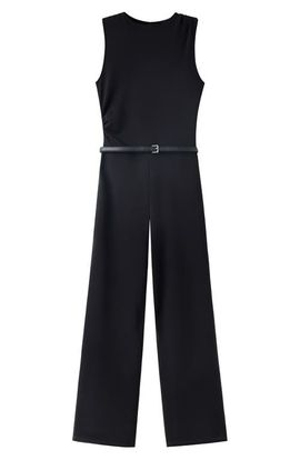MANGO MANGO Belted Ruched Jumpsuit