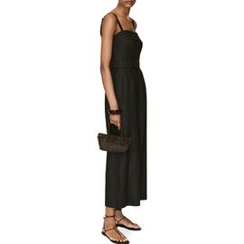 MANGO MANGO Belted Sleeveless Linen Blend Jumpsuit