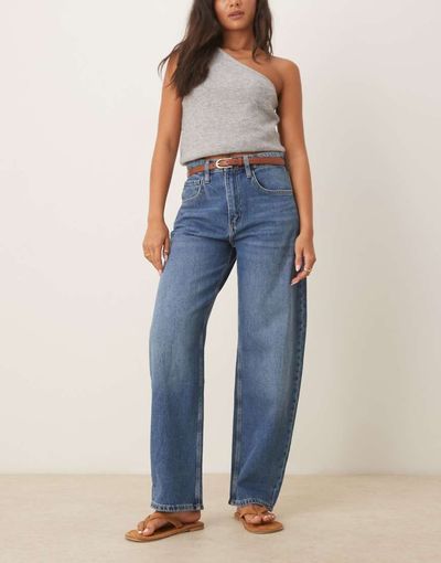 Mango Mango Bet barrel jeans in dark blue
