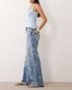 Mango Mango Beverly cotton mix straight jeans with floral embroidery in blue - 3