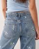 Mango Mango Beverly cotton mix straight jeans with floral embroidery in blue - 4
