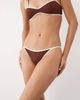 Mango Mango bikini bottoms in brown with white trim - 2