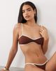 Mango Mango bikini top in brown with white trim - 1
