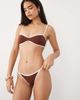 Mango Mango bikini top in brown with white trim - 2