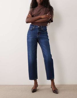 Mango Mango Blanca cropped straight leg jeans in dark blue