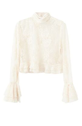 MANGO MANGO Blusa Lace Ruffle Cuff Top