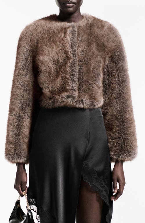 MANGO MANGO Boleta Faux Fur Crop Jacket