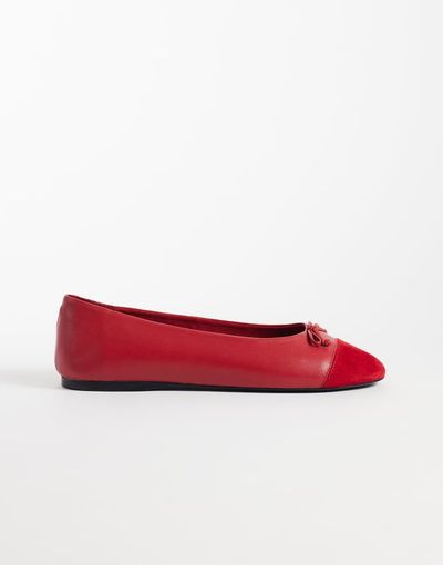 Mango Mango bow detail ballet flats in red