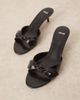 Mango Mango bow detail heeled sandals in black - 4