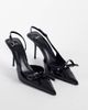 Mango Mango bow detail heeled slingback pumps in black - 2