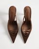 Mango Mango bow detailing satin slingback heels in brown - 2