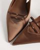 Mango Mango bow detailing satin slingback heels in brown - 3