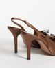 Mango Mango bow detailing satin slingback heels in brown - 4