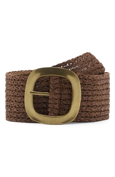MANGO MANGO Braided Straw Wide Belt