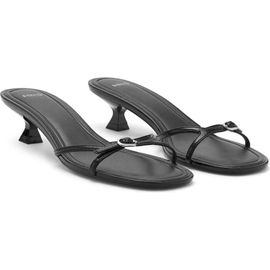 MANGO MANGO Buckle Detail Kitten Heel Slide Sandal