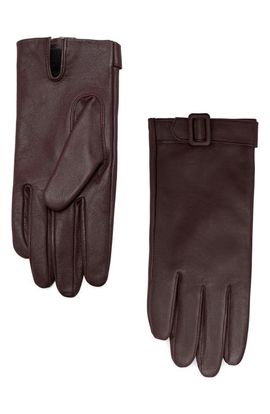 MANGO MANGO Buckle Detail Leather Gloves
