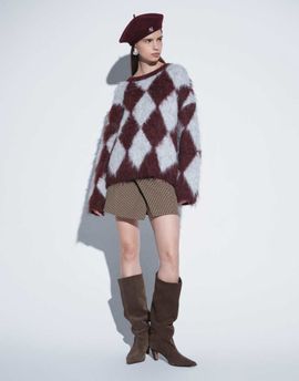 Mango Mango buckle detail mini skirt in brown check