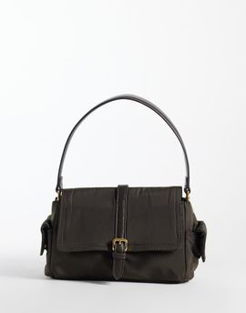 Mango Mango buckle detail shoulder bag in brown