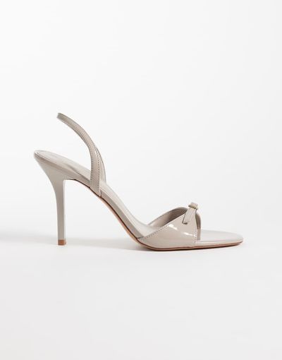 Mango Mango buckle detail stiletto heel sandals in pink