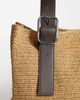Mango Mango buckle detail woven tote in beige-Neutral - 4