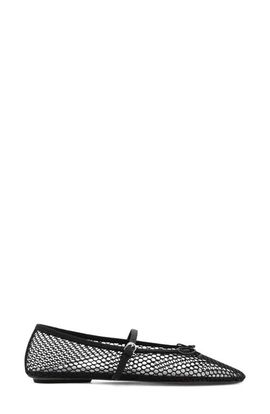 MANGO MANGO Buckle Strap Fishnet Ballet Flat