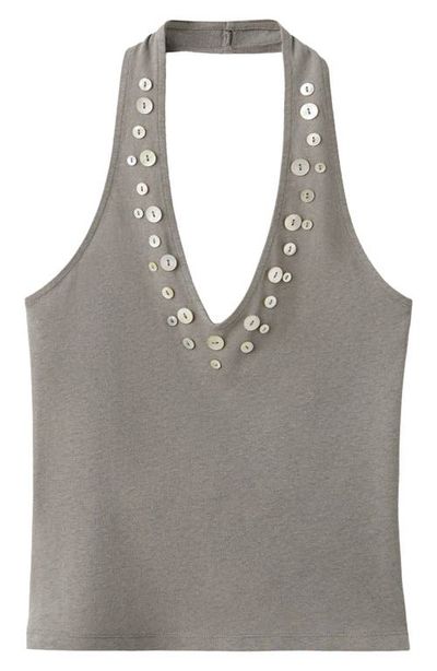 MANGO MANGO Button Detail Knit Halter Top