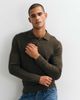 Mango Mango button up polo sweater in khaki green - 1