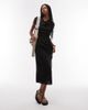 Mango Mango cap sleeve midi dress with ruched side in black - 1